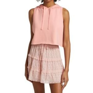 Alice and Olivia English Rose Boxy Crop Vena Hoodie Vest size S small